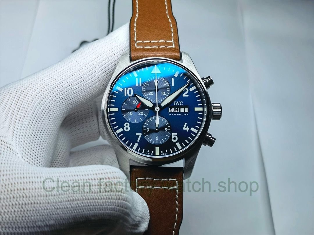 Copy ZF Factory IWC Pilot Chronograph IW377714 43mm Steel Leather Strap Arabic Numerals Blue Dial 1 3d603a46 cd31 421d b71c bc2448e999aa Clean Factory Watch