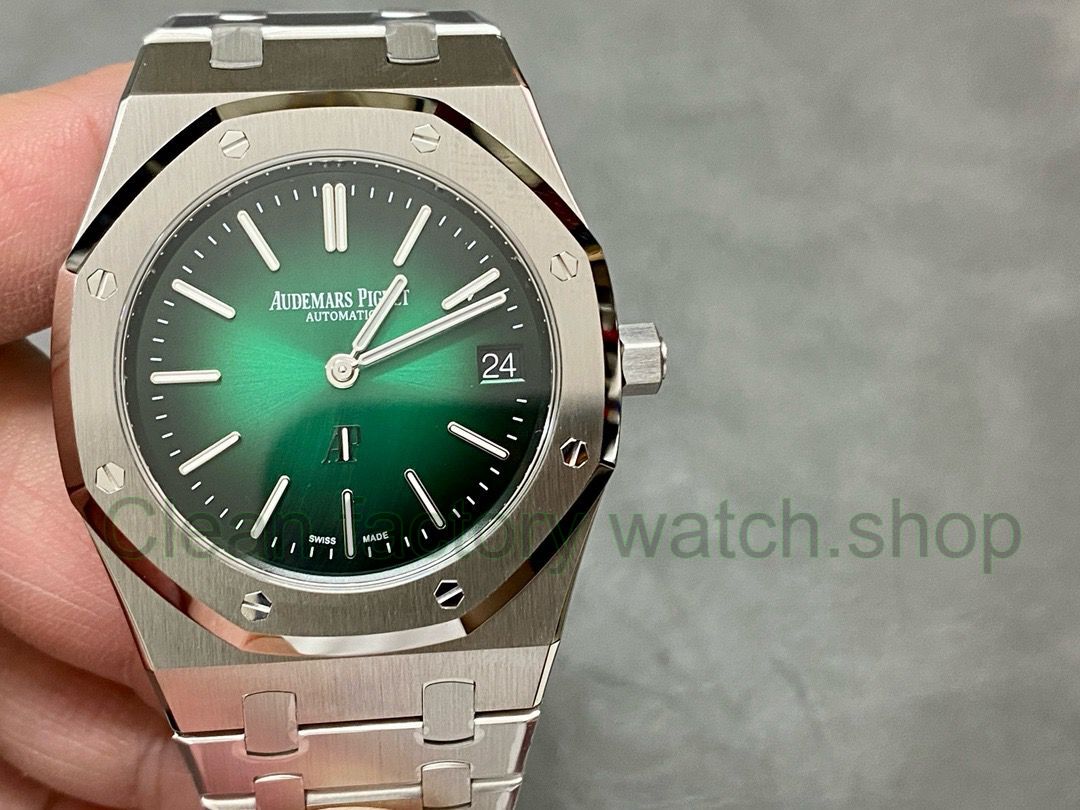 ZF Factory Audemars Piguet Royal Oak Jumbo 16202PT.OO.1240PT.01(Royal Oak Extra Thin) 39mm Full Platinum Green Dial 1 51118dad 953e 4a13 b873 247dbfe77a52 Clean Factory Watch