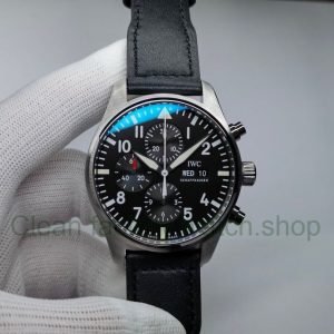Copy ZF Factory IWC Pilot Chronograph IW377709 43mm Steel Leather Strap Arabic Numerals Black Dial 5 6a9056c9 4d28 4c4e 955c 0564d3b2a2b8 Clean Factory Watch
