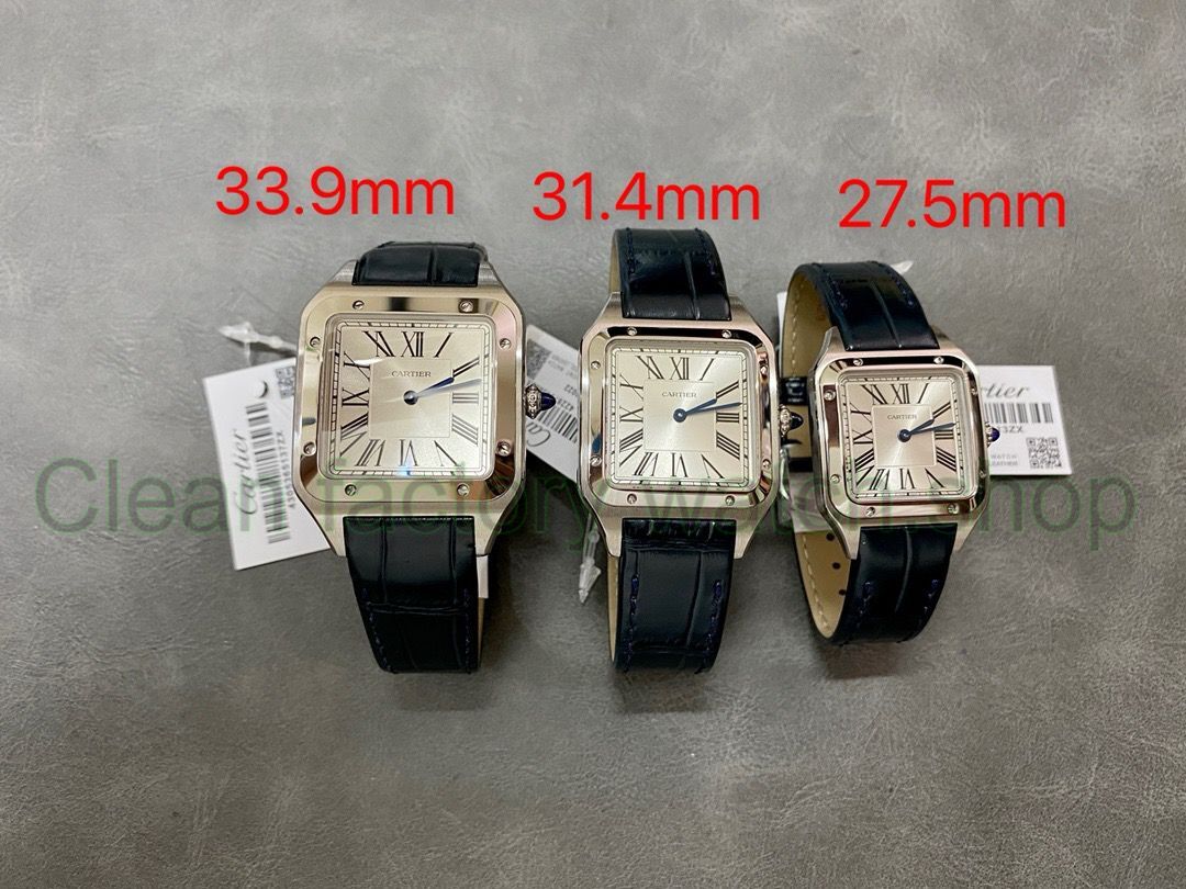 F1 Factory Cartier Santos Dumont WSSA0032 33.9mm Steel Leather Strap Roman Numerals Silver Dial 3sizes F1 Factory Cartier Santos Dumont WSSA0032 33.9mm Steel Leather Strap Roman Numerals Silver Dial 3sizes