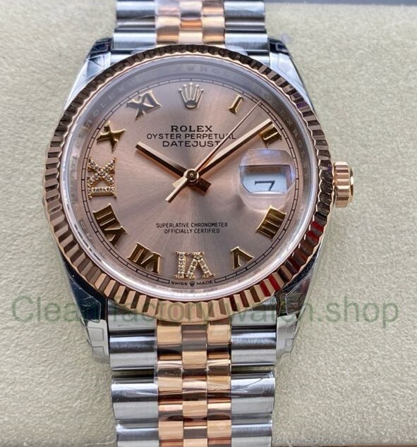 VS Factory Rolex Datejust 126231-0027 36mm Half Rose Gold Roman Number Diamond Gold Dial Jubilee 1 6ce661b7 6017 4758 ac88 9ac44e1bad95 Clean Factory Watch