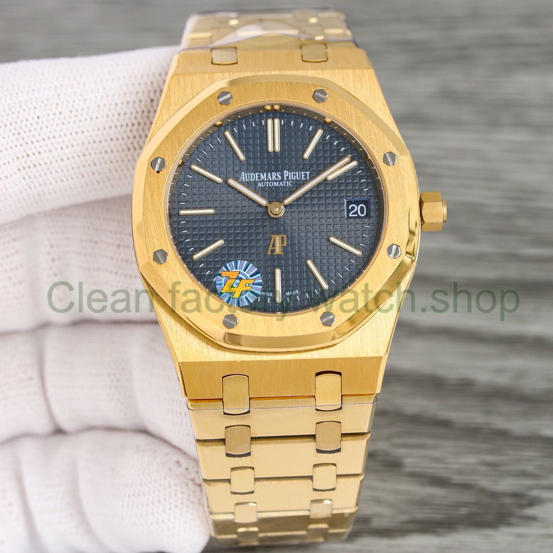Copy ZF Factory Audemars Piguet Royal Oak 15202 39mm Full Yellow Gold Dark Blue Dial 1 7dbcb508 d408 4de4 bb4a f96210e87a1c Clean Factory Watch