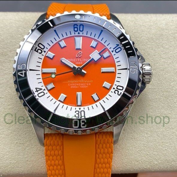BLS Factory Breitling Superocean A173751A1O1S1 42mm Steel Orange Rubber Strap Orange Dial 1 9a8a8254 adb1 4843 b13d 65f0061c3243 Clean Factory Watch