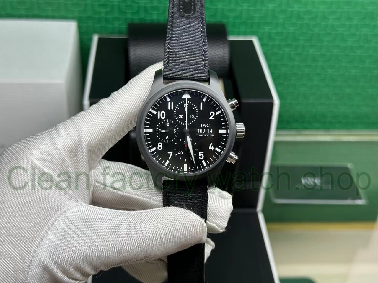 TW Factory IWC Pilot Chronograph Top Gun IW389101 44.5mm Ceramic Textile Strap Arabic Numerals Black Dial 1 WhatsApp Image 2024 10 27 at 7.32.43 PM1 Clean Factory Watch