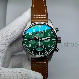 Copy ZF Factory IWC Pilot Chronograph IW377726 43mm Steel Leather Strap Arabic Numerals Green Dial 11 a8ef86a1 d10a 456b bfcf 5fd6663aa94c Clean Factory Watch