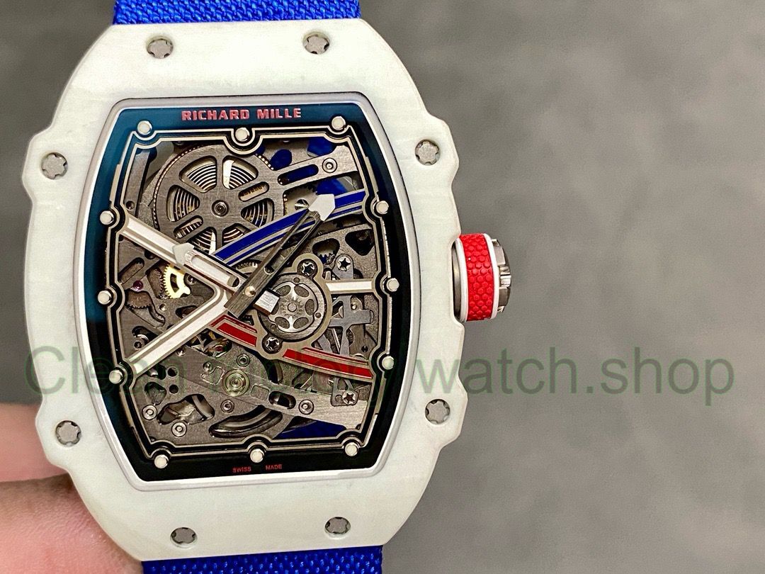 Custom Make Richard Mille RM67-02 38.7mm Carbon Fiber Blue Textile Strap Skeletonized Dial 1 b013612c 05f9 44f8 a6c8 9502a435655f Clean Factory Watch
