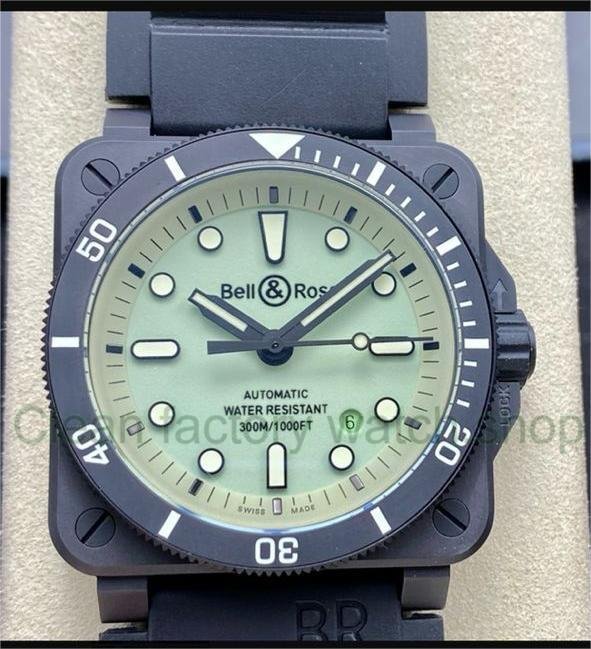 M+Factory Bell & Ross BR 03-92 BR0392-D-C5-CE/SRB 42mm Ceramic Rubber Strap Green Dial 1 c89c66d9 5322 4454 8bac 21fe58362771 Clean Factory Watch