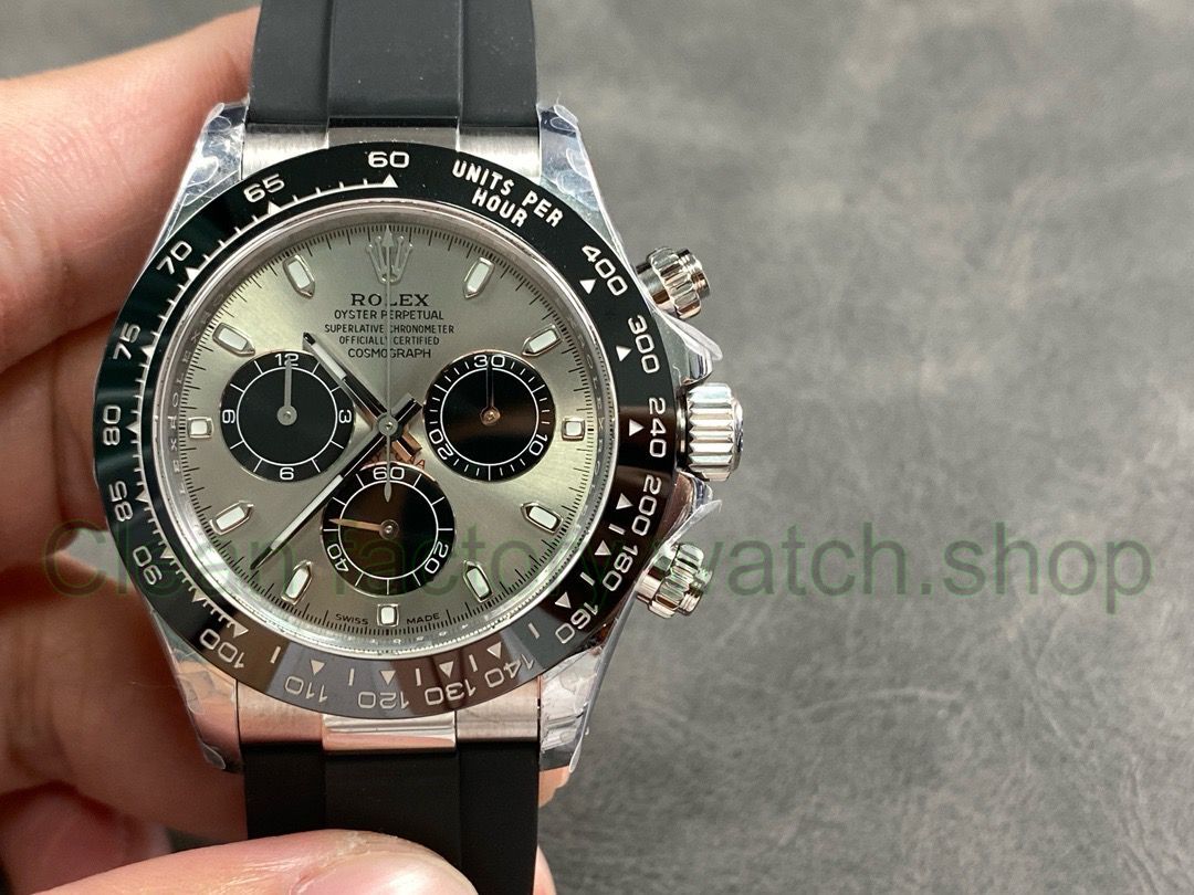 QF Factory CounterWeight Rolex Daytona 116519LN-0027 40mm White Gold Rubber Strap Grey Dial 1 dc84233f 539b 41c6 8077 1a91a7359805 Clean Factory Watch