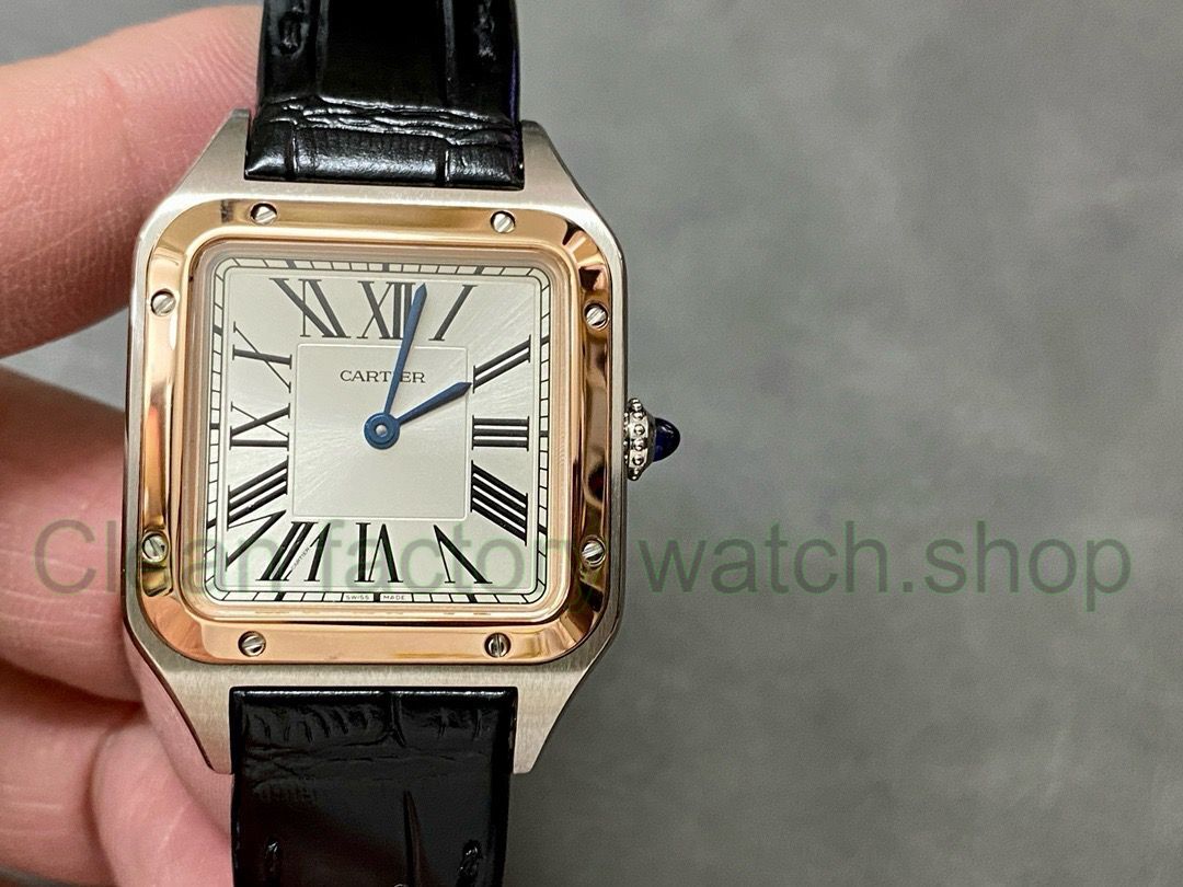 F1 Factory Cartier Santos Dumont W2SA0012 27.5mm Steel Leather Strap Roman Numerals Silver Dial 1 F1 Factory Cartier Santos Dumont W2SA0012 27.5mm Steel Leather Strap Roman Numerals Silver Dial