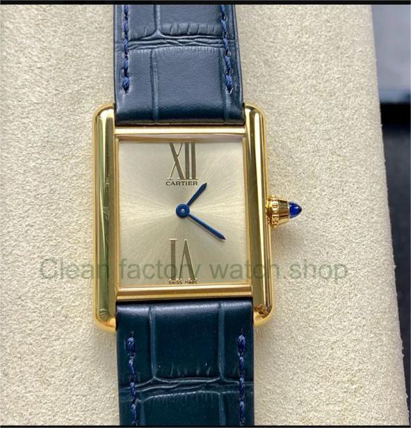 F1 Factory Cartier Tank Louis Cartier WGTA0213 25.5mm Yellow Gold Leather Strap Roman Numerals Champagne Dial 1 f72ddb68 61a6 42c2 969d ab081396e792 Clean Factory Watch
