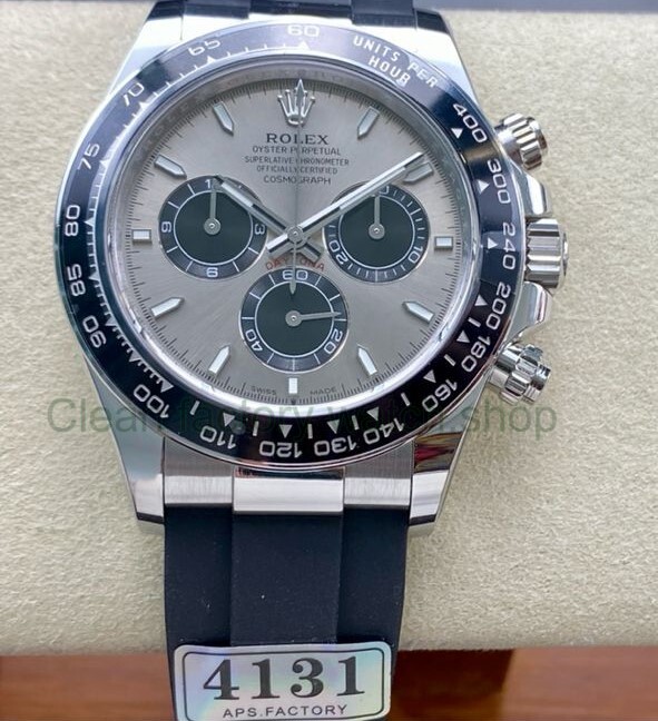 APS Factory Counterweight Rolex Daytona 126519LN-0006 40MM White Gold Rubber Strap Black Eye Grey Dial 1 f7ed10bc a352 4b09 97ec 829ca8168dc4 Clean Factory Watch