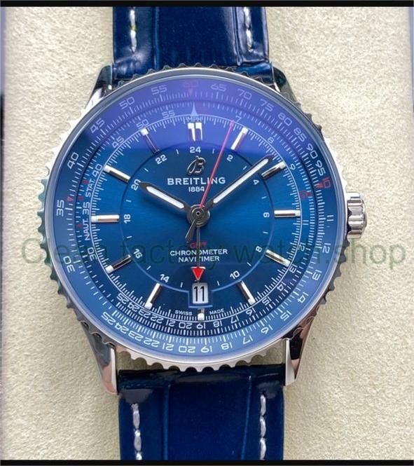 BLS Factory Breitling Navitimer GMT A32310251B1A1 41mm Steel Leather Strap Blue Dial 1 ff38386c 0ae4 4e4e 86bf 7f344168df55 Clean Factory Watch