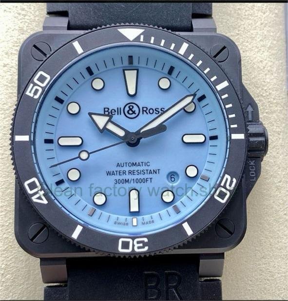 M+ Factory Bell & Ross BR03A-D-LM-CE/SRB 42mm Ceramic Rubber Strap Ice Blue Dial 1 046c6952 e4de 4671 9c56 d76ad219a299 Clean Factory Watch