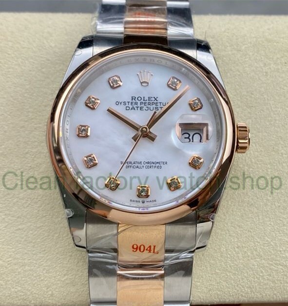 GM Factory Rolex Datejust 126201-0022 36mm Rose Gold Smooth Bezel Half Rose Gold Diamond Mop Mother Of Pearl Dial 1 1dc3af65 3905 47ef a853 16e66991fe59 Clean Factory Watch