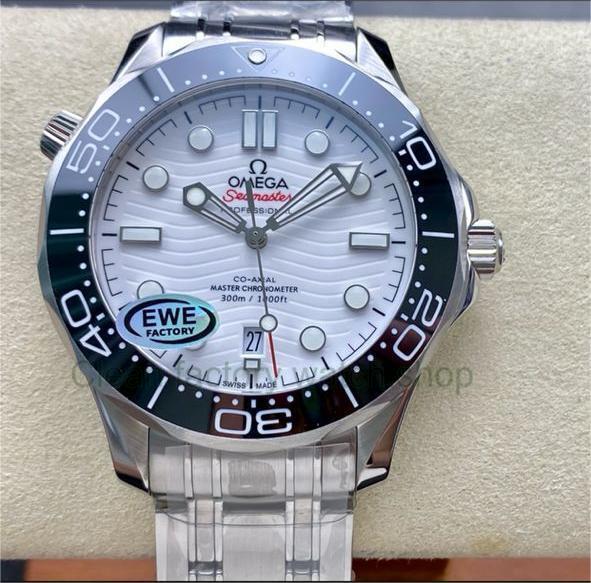 EWE Factory Omega Seamaster Diver 300 M 210.30.42.20.04.001 42mm Full Steel White Dial