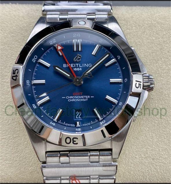BLS Factory Breitling Chronomat GMT A32398101C1A1 40mm Red GMT Needle Full Steel Blue Dial 1 3909b45b a4d0 4d82 aa29 97aeaf9f8838 Clean Factory Watch