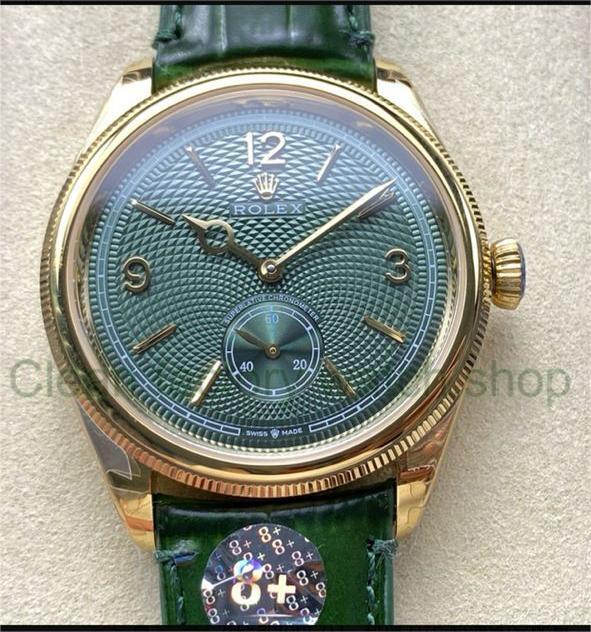 8+ Factory Rolex 1908 M52508 39mm Yellow Gold Leather Strap Arabic Numerals Green Dial 1 3ea2795d 5c85 4fa8 8ba4 bb91e08ffcfb Clean Factory Watch