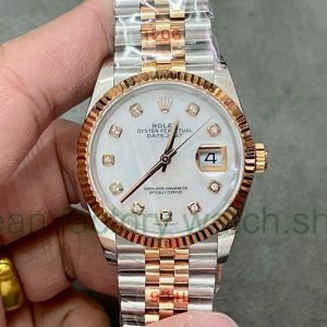 GM Factory Rolex Datejust 126231-0021 36mm Half Rose Gold Diamond Mope Mother Of Pearl Dial Jubilee 14 4b79d2b7 2285 40f6 87d6 d9b5683bedc0 Clean Factory Watch