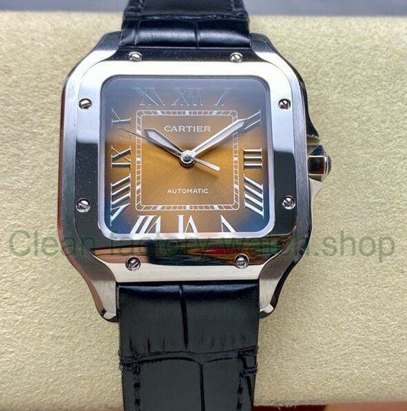 BV Factory Women's Cartier Santos WSSA0065 35.1mm Steel Leather Strap Roman Numerals Orange Dial 1 7e8ddc8c d59d 4ea6 9c7c 79d30957abd5 Clean Factory Watch