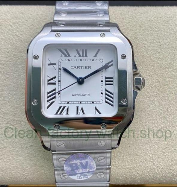 BV Factory Women's Cartier Santos WSSA0029 35.1mm Full Steel Roman Numerals White Dial 1 8f5d9659 6460 4f38 bdc5 889a6672fdc8 Clean Factory Watch