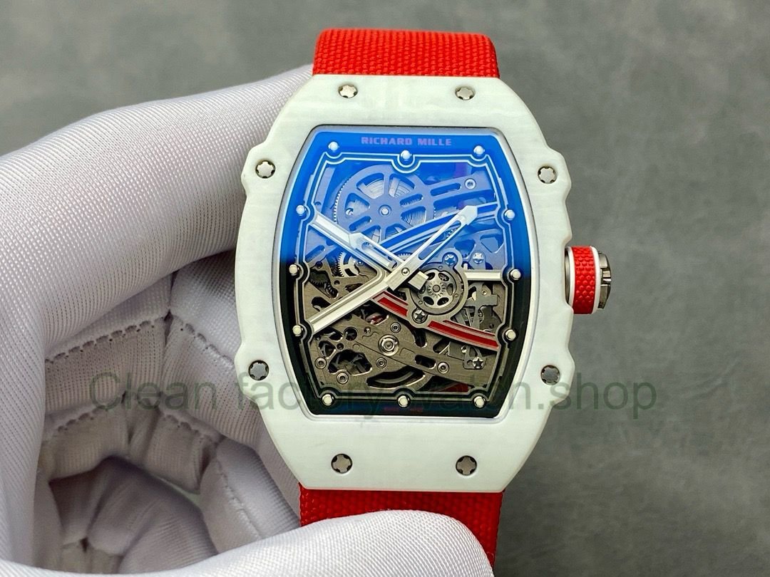 Custom Make Richard Mille RM67-02 38.7mm Ceramics & Carbon Fiber Red Textile Strap Skeletonized Dial 1 9894e180 9a9c 4541 9578 d6dff4eedd40 Clean Factory Watch