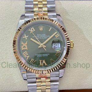 GM Factory Rolex Datejust 126233-0025 36mm Half Yellow Gold Diamond&Roman Numerals Green Dial Jubilee 24 a19a584a 2c4f 49da ae78 f53db2a2d421 Clean Factory Watch