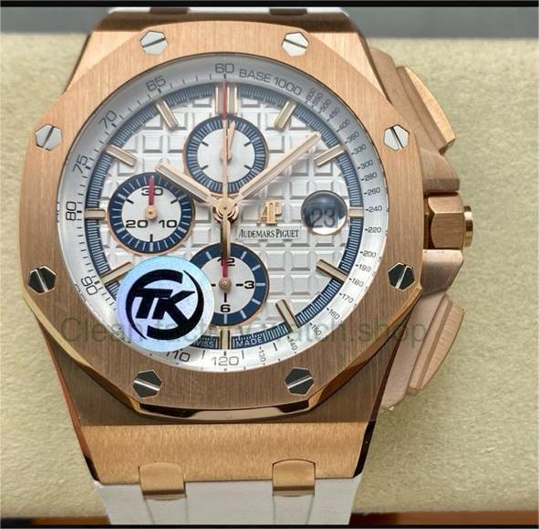 TK Factory Audemars Piguet Royal Oak Offshore Chronograph 26408OR.OO.A010CA.01 44mm Rose Gold Rubber Strap White Dial 1 a397077d 1170 417b aa97 121f76a116a5 Clean Factory Watch