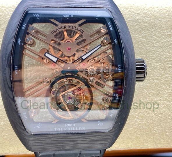 FM Factory Franck Muller Tourbillon Vanguard V45 Carbon 44mm Carbon Rubber&Canvas Strap Champagne Skeleton Dial 1 ab47f4b0 abe5 4ac0 8a93 94133210eca1 Clean Factory Watch