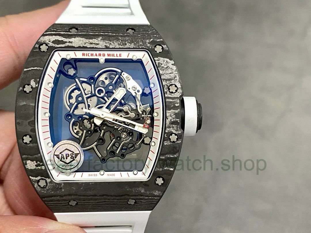 APS Factory Richard Mille RM 055 42.7mm Carbon Fiber Rubber Strap Skeletonized Red Subtitles On White Background Dial 1 bab3fbe3 2864 433d b26e a82ee6002a49 Clean Factory Watch