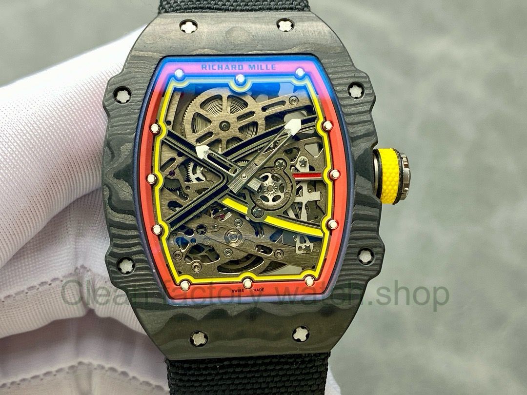 Custom Make Richard Mille RM67-02 38.7mm Carbon Fiber Black Textile Strap Skeletonized Dial 1 c2b50a35 96f5 457b 82af cf59827e0b64 Clean Factory Watch