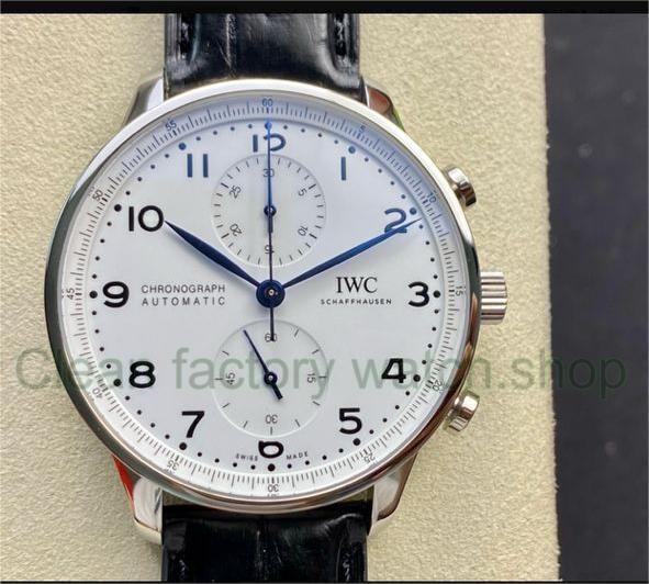 ZF Factory IWC Portuguese Chronograph IW371602 40mm Steel Leather Strap Arabic Numerals White Dial 1 d378b90d 3278 4c81 9bb6 ba5f9e977afc Clean Factory Watch