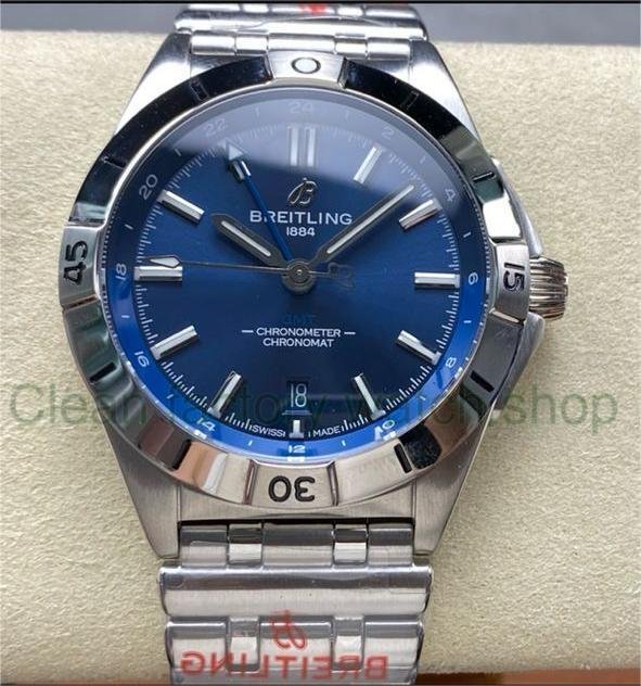 BLS Factory Breitling Chronomat GMT A323986A1C1A1 40mm Blue GMT Needle Full Steel Blue Dial 1 e60fae81 4254 4072 8d78 e419900ac716 Clean Factory Watch