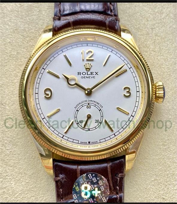 8+ Factory Rolex 1908 52508-0006 39mm Yellow Gold Leather Strap Arabic Numerals White Dial 1 e8cd8ab2 b8f9 4749 9881 8c807cf91670 Clean Factory Watch