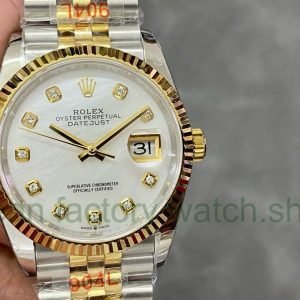GM Factory Rolex Datejust 126233-0023 36mm Half Yellow Gold Diamond Mop Mother Of Pearl Dial Jubilee 22 e92971c6 b39c 4dbc 9b28 8137ff13ddc8 Clean Factory Watch