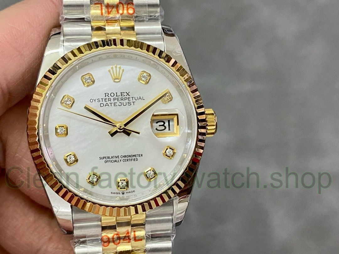 GM Factory Rolex Datejust 126233-0023 36mm Half Yellow Gold Diamond Mop Mother Of Pearl Dial Jubilee 1 e92971c6 b39c 4dbc 9b28 8137ff13ddc8 Clean Factory Watch