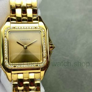 AF Factory Cartier Panthère 27mm Diamond Bezel Full Yellow Gold ,Gold Dial