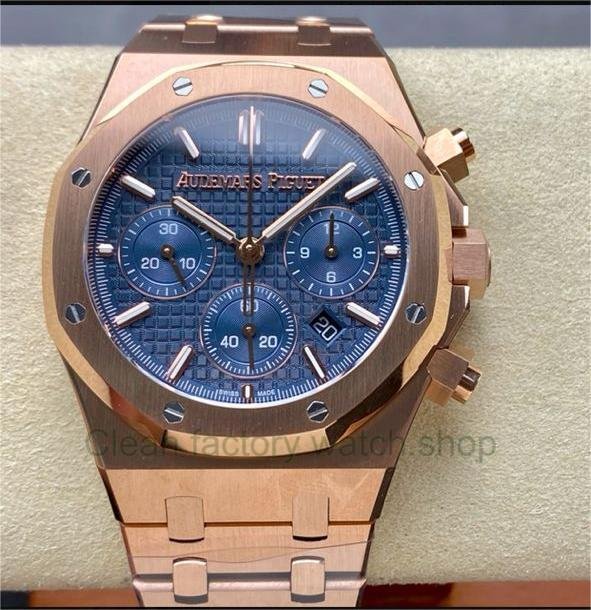 BF Factory Audemars Piguet Royal Oak Chronograph 26240OR.OO.1320OR.05 41mm Full Rose Gold Blue Dial 1 38b783ed 74e4 47b1 9d65 503dd8f8d2ee Clean Factory Watch