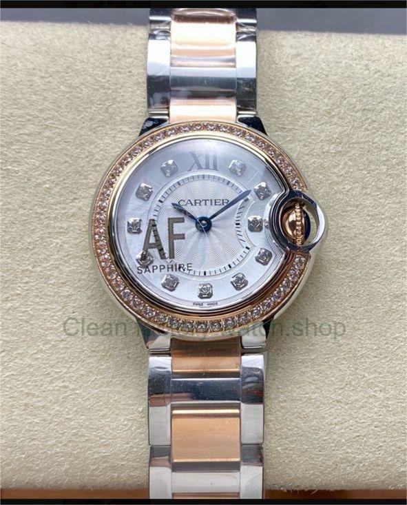 AF Factory Cartier Ballon Bleu W3BB0025 28mm Diamond Bezel Rose Gold/Steel Roman Numerals&Diamond Silver Dial 1 5a02d28b b756 4d95 ab8e 16f76a5716ca Clean Factory Watch