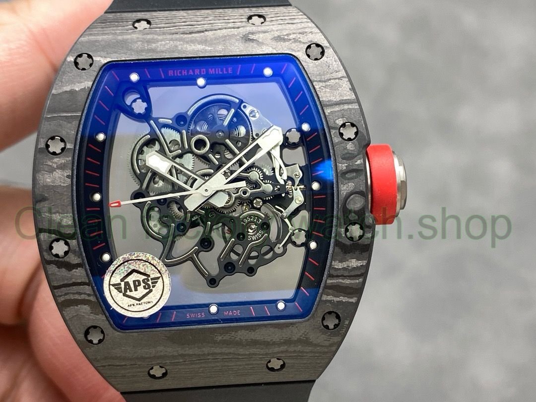APS Factory Richard Mille RM055 42.7mm Titanium Rubber Strap Skeletonized Red Subtitles On Black Background Dial 1 9d841ea3 ebaf 45d8 8033 78610f6307e9 Clean Factory Watch