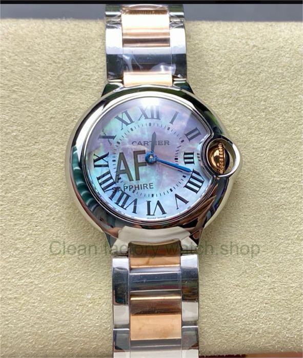 AF Factory Cartier Ballon Bleu W6920034 28mm Rose Gold/Steel Roman Numerals Mother Of Pearl Dial 1 a0a580a5 cf9a 42a4 b277 687871518f27 Clean Factory Watch