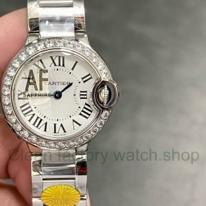 AF Factory Cartier Ballon Bleu W4BB0030 28mm Diamond Bezel Full Steel Roman Numerals Silver Dial 24 d9ca250a f04b 4f06 89c2 41cadc166575 Clean Factory Watch