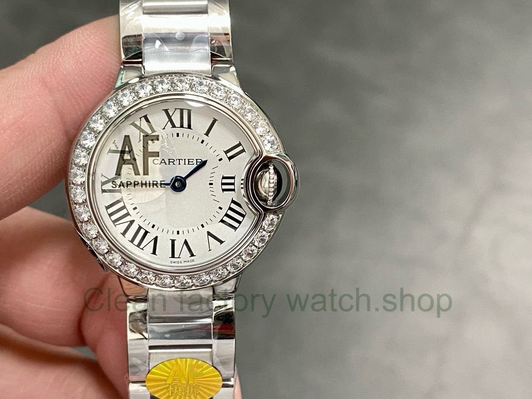 AF Factory Cartier Ballon Bleu W4BB0030 28mm Diamond Bezel Full Steel Roman Numerals Silver Dial 1 d9ca250a f04b 4f06 89c2 41cadc166575 Clean Factory Watch