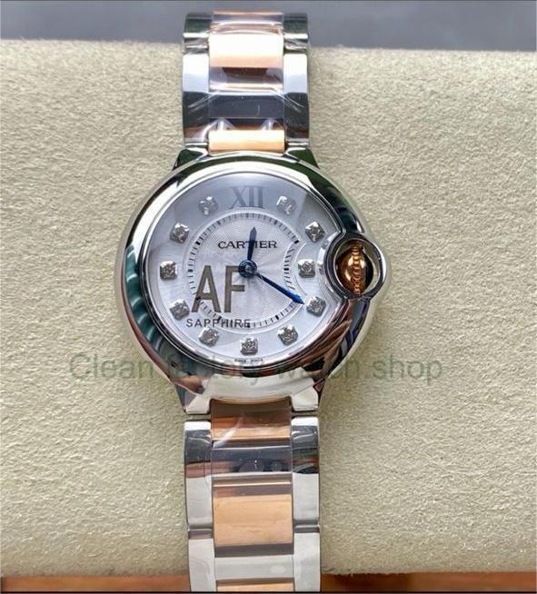 AF Factory Cartier Ballon Bleu WE902030 28mm Rose Gold/Steel Roman Numerals&Diamond Silver Dial 1 e1b9ff92 c758 4058 999c 7f30b6a77f6a Clean Factory Watch