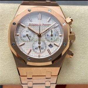 BF Factory Audemars Piguet Royal Oak Chronograph 26240OR.OO.1320OR.03 41mm Full Rose Gold White Dial