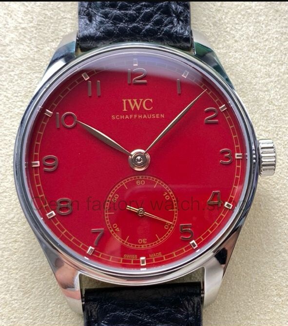 GR Factory IWC Portuguese IW358315 40mm Steel Leather Strap Arabic Numerals Red Dial 1 26dd9774 3ced 4c56 b4c5 98a2b83066e6 Clean Factory Watch