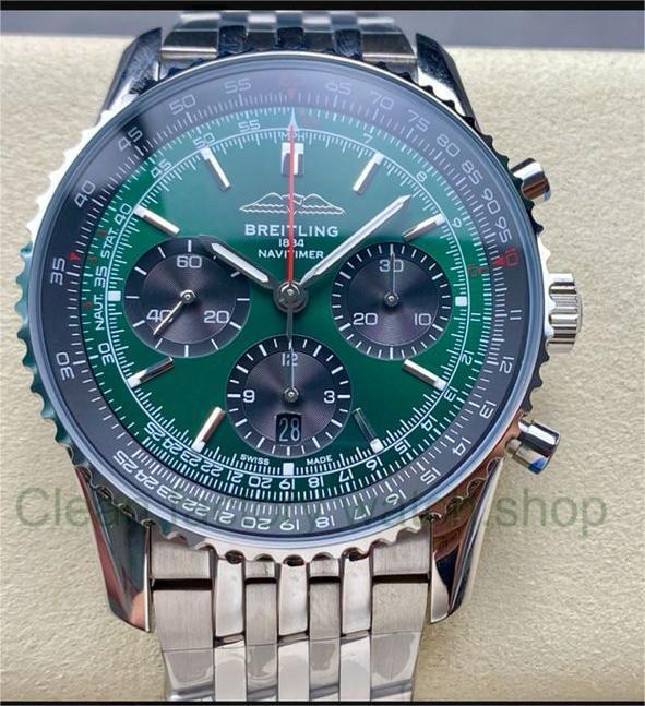 BLS Factory Breitling Navitimer 1 B01 Chronograph AB0137241L1P1 43mm Full Steel Green Dial 1 48f66b1e 45e1 45a6 8292 c51af1173ee0 Clean Factory Watch