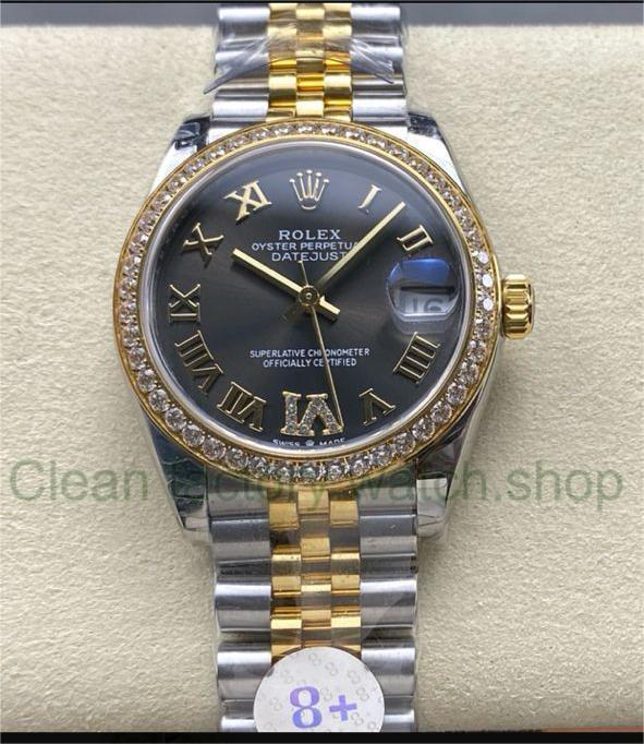 8+ Factory Rolex Counterweight Datejust 278383RBR-0018 31mm Diamond Yellow Gold Bezel Half Yellow Gold Diamond Roman Numerals Grey Dial Jubilee 1 78a87ca8 53c2 402c 8c0d c8d6e75b0008 Clean Factory Watch