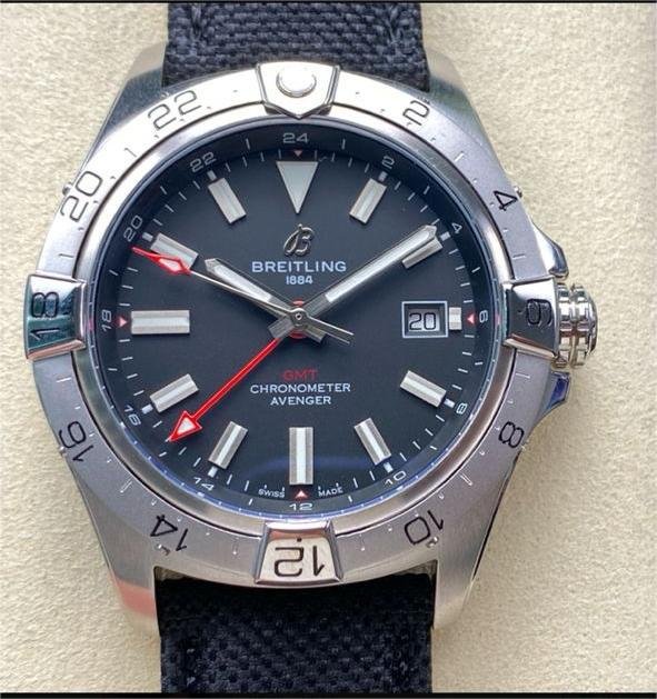 BLS Factory Breitling Avenger A323201A1B1X1 44mm Steel Calf Skin Strap Red GMT Needle Black Dial 1 94c9aca7 1bf2 4f57 a24d 154ec800f48a Clean Factory Watch