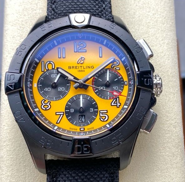 BLS Factory Breitling Avenger B01 Chronograph SB0147101I1X2 44mm Steel Black Calf Skin Strap Arabic Numerals Yellow Dial 1 b9107095 fe95 48cc 8422 492f470c6e3b Clean Factory Watch
