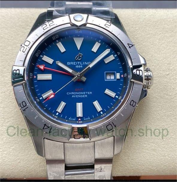 BLS Factory Breitling Avenger A32320101C1A1 44mm Full Steel Red GMT Needle Blue Dial